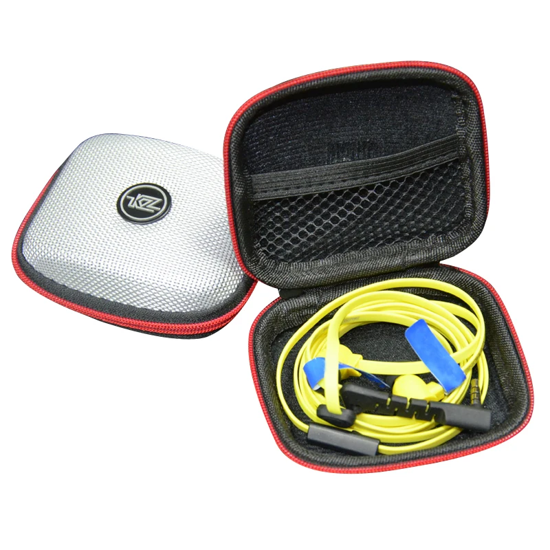 

1PC KZ Oval logo Storage Bag Headphones PU Zipper Storage Box Black Portable Hold Storage Box Suitable For Original Earphones