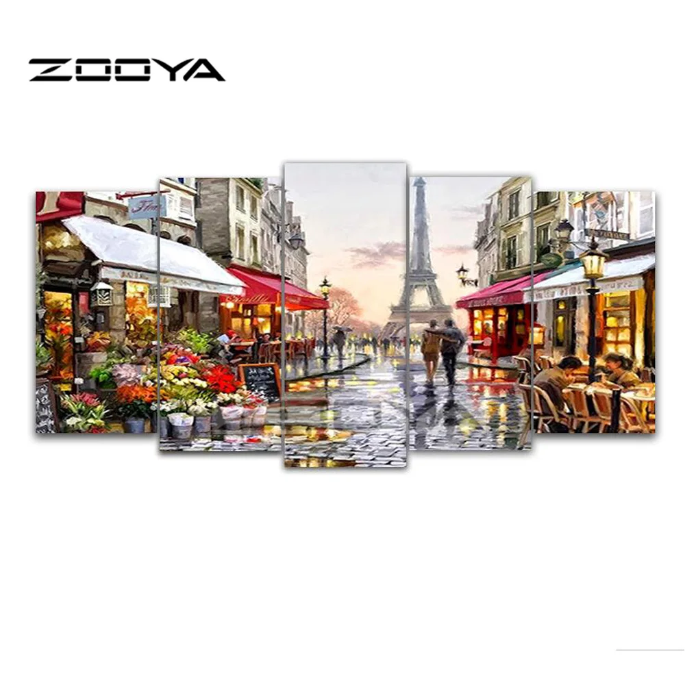 

ZOOYA 5D DIY Diamond Embroidery Eiffel Tower Couple 5pcs Multi-picture Combination Diamond Painting Cross Stitch Rhineston BK262
