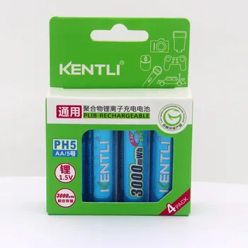 

4pcs/lot KENTLI 1.5V 3000mWh AA rechargeable Lithium polymer battery Free shipping