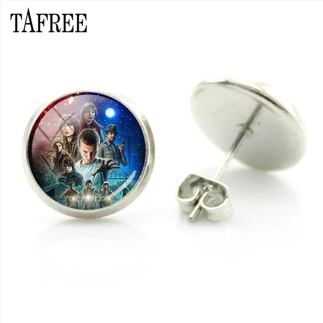 TAFREE Fashion Jewelry American Thriller TV Series Stranger Things Sliver Stud Earrings Women Party Decorations Earrings QF118 QF118