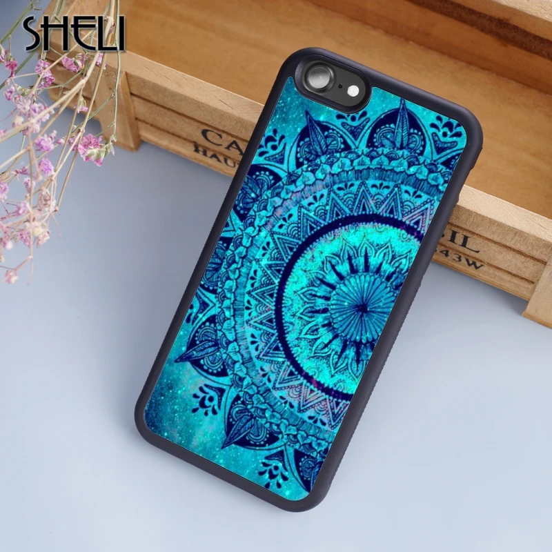 Шели Бирюзовый Мандала x кружева деревянный чехол для телефона iPhone 5 6s 7 8 plus X XR XS max