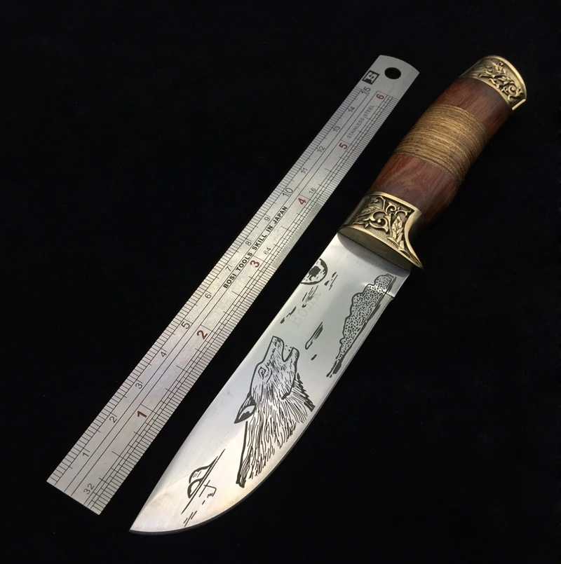 

FB1138 Hunting Fixed Knives,5Cr15Mov Blade Solid Wood Handle Camping Tactical Knife,Survival Knife.