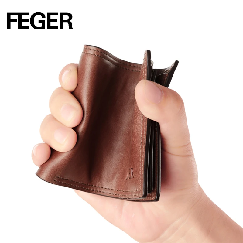 Бренд FEGER мужские кошельки кошелек из натуральной кожи однотонный короткий с