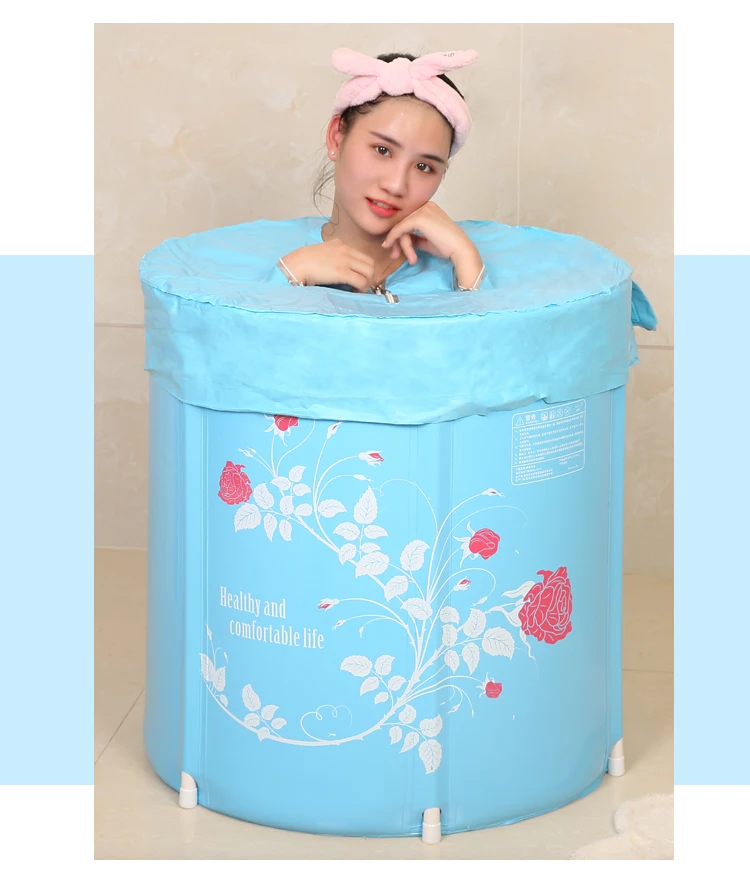 Folding Adult Bathing Bath Barrel Plastic Household Insulation Children Thickening Adult Bath Artifact Tub with Bathtub Cover