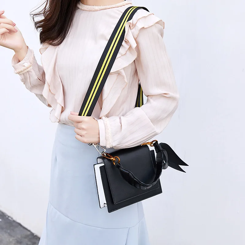

WOMEN'S HANDBAGS WALLETS SHOULDER BAGS TOTES PURSE HOBO Ins Same Double Yellow Line Slant Cross Women's Handbag 2019 New Pu Bag