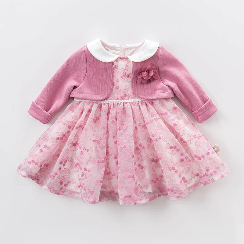 Dave bella/bbm6967; весеннее трикотажное платье для маленьких девочек; модное праздничное платье с цветочным рисунком для дня рождения; одежда для малышей