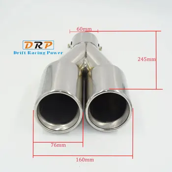 

1 pair 1 to 2 Dual exhaust Pipe stainless steel muffler Modified Car Rear tailpipe Y shape for universal exhaust