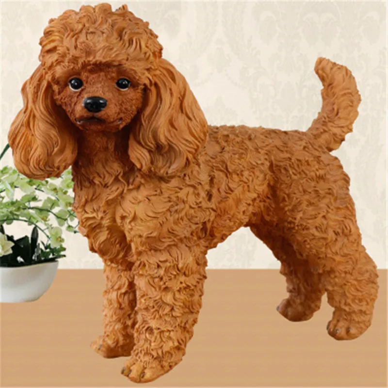 Simulation Teddy Dogs Cute Poodle Animals Lucky Dog Statue Colophony