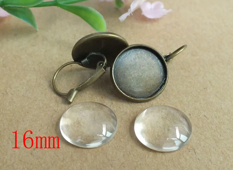 

free ship!!! 50sets/lot 16mm Cabochons Earring dangle Setting Base Antiqued Bronze Circle DIY Kits