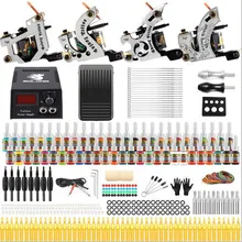 Машина для татуировки, костюм, четыре катушки, шейдерная машина, лайнер, машина, цветная машина, татуировки, комплекты, игла, педаль питания, тату