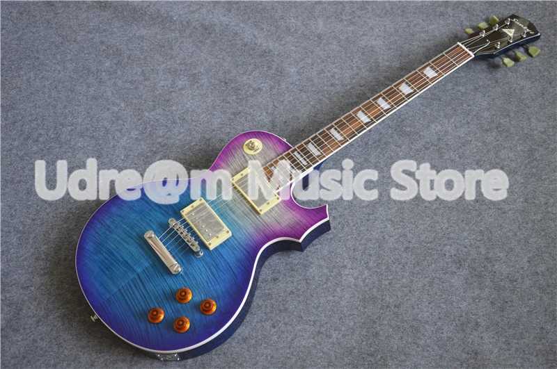 

Hot Sale China OEM Pearl Inlay Rosewood Fretboard Suneye LP Standard Style Electric Guitar In Purple AND Blue Finish