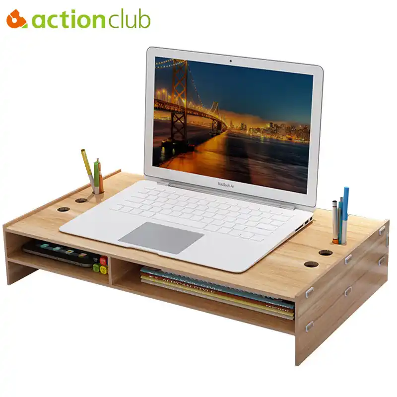 Actionclub Wooden Desktop Monitor Stand Riser Holder Over Keyboard