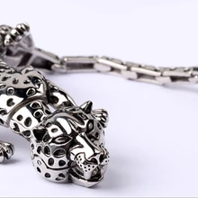 83g мужской браслет Байкерской цепи леопарда из нержавеющей стали с животным никогда не выцветает 22 см