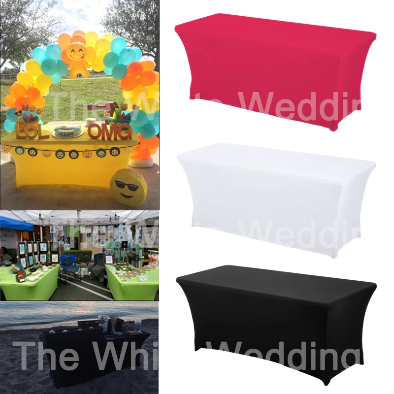 

Stretch Tablecloth Spandex Lycra Table Cover Fit for Wedding Party Hotel Home Decoration Meeting Rectangular 4Ft/5Ft/6Ft/8F