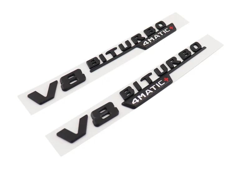 2 шт. матовая черная V8 BITURBO 4matic + для Fender заводская табличка эмблема наклейка |