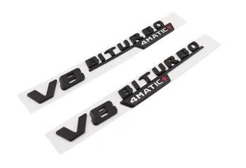 

2 pcs Matte Black V8 BITURBO 4 MATIC+ for Fender nameplate Emblem Badge Sticker