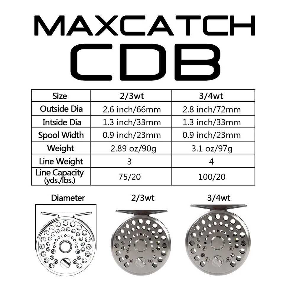 Maximumcatch MAXCATCH 2/3/4WT New Clicker and Pawl Trout Fly Fishing Reel  CNC Machined Aluminum Classic Trout Fly Reel