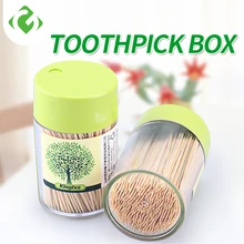 Пищевые Пластиковые зубочистки упаковочная банка зубочистки декоративная коробка двухсторонняя бамбуковая зубочистка натуральные ингредиенты около 500 шт