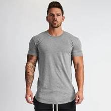 Muscleguys новая простая одежда для фитнеса, Мужская футболка с круглым вырезом, хлопковые футболки для бодибилдинга, облегающие топы для тренажерного зала, футболка Homme