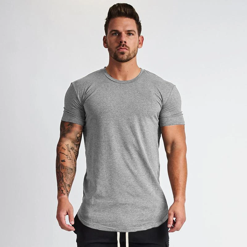 

Muscleguys New Plain Clothing fitness t shirt men O-neck t-shirt cotton bodybuilding tee shirts slim fit tops gyms tshirt Homme