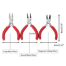 3Pcs Mini Mixed Nose Pliers Cutter Beading Jewelry Making Repair Crafts Tool