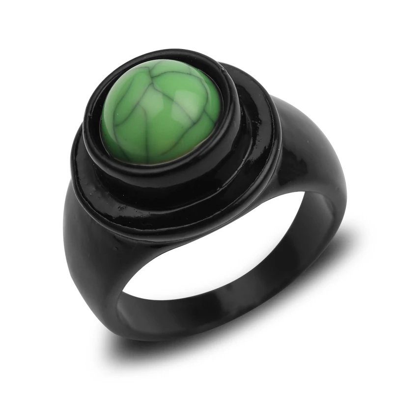 

Hot Movie Star Wars Ring Qi'ra and Han Solo Pinky Jewelry Black Color with Green Stone Finger Ring Accessories Gifts for Fnas