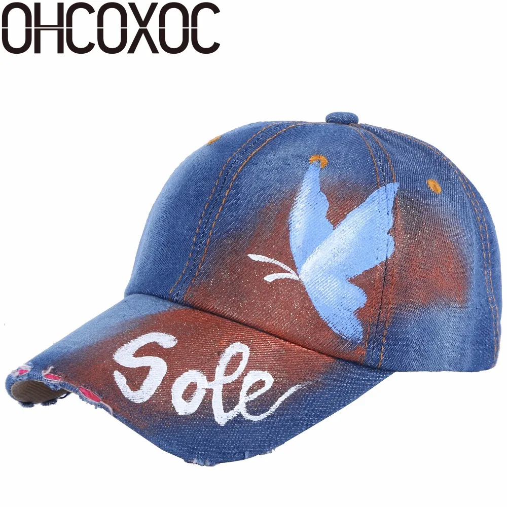 OHCOXOC Новая повседневная бейсболка для женщин и девочек шапка 100% картина ручной