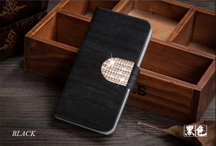 Роскошный чехол из искусственной кожи для Oukitel C10, чехол 5,5 дюймов, силиконовый чехол-кошелек, чехол для телефона s для Oukitel u25 pro, откидная крышка - Цвет: Black with diamond