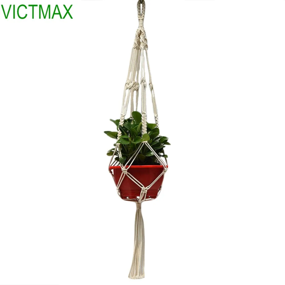 VICTMAX 1Pcs Cotton Rope Flower Pot Holder Hanging Rope Net Bag Hand