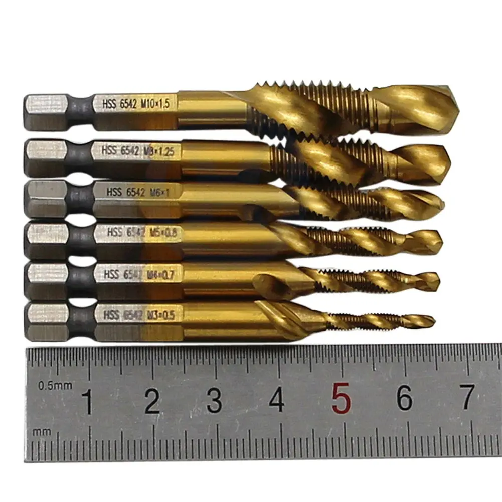 Buy 6Pcs Screw Tap Drill Bit Set 1/4 inch HSS Metric