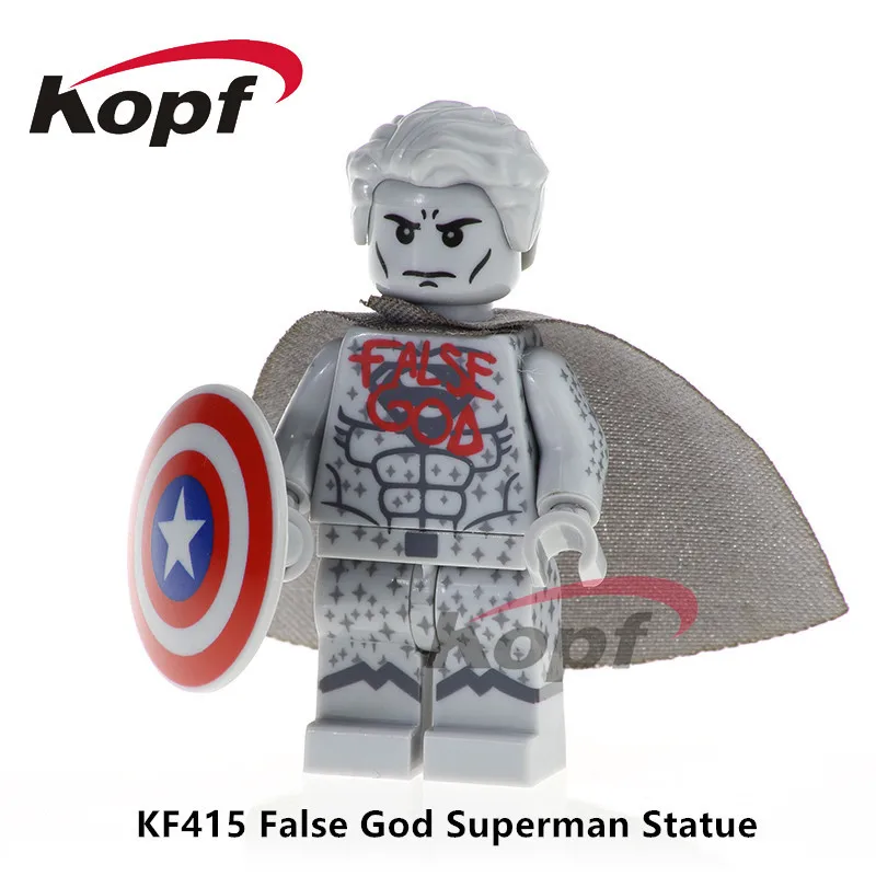 

Single Sale Super Heroes False God Superman Statue Human Torch Finn The Human Bricks Building Blocks Children Toys Gift KF415