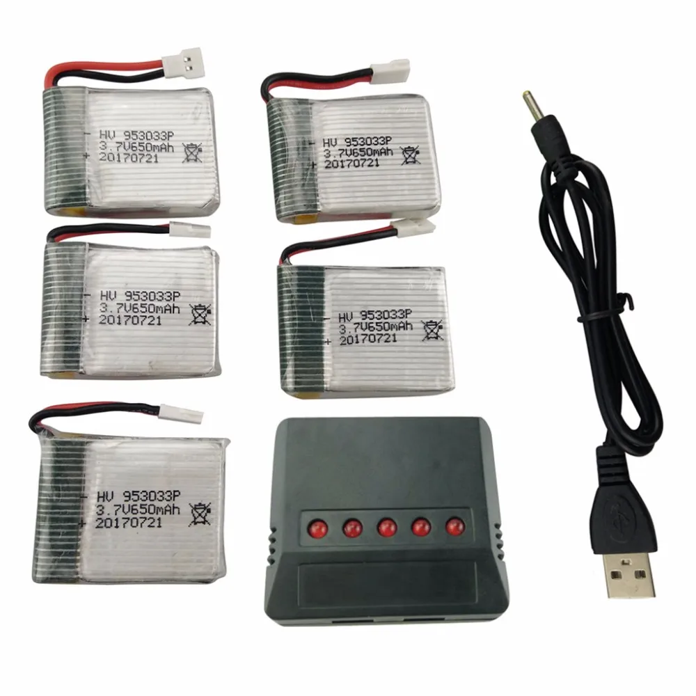 5 шт. 3 7 В 650 мАч LiPo батареи и в 1 зарядное устройство для Q1012 X8tw X8 Q9 Запчасти