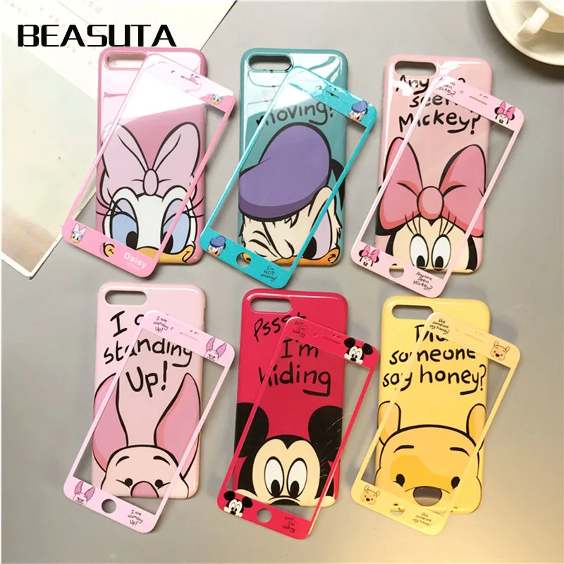 

360 Full Cover Phone Case + Screen Protector for IPhone X case for Iphone 7 plus X 8 plus Coque Cartoon TPU Cover