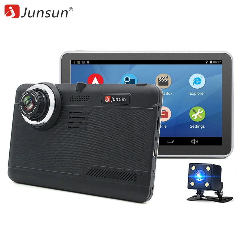 Junsun 7 дюймов Автомобильный видеорегистратор gps навигация Android планшетный ПК Bluetooth