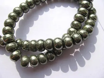 

2strands genuine Raw pyrite crystal round ball polished iron gold pyrite beads 3x4 4x6 5x8 6x10mm