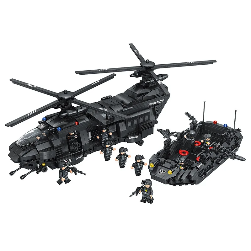 

2019 Military Army War Special Police Force CH-47 Chinook Helicopter Building Block Sets Bricks Model Kids Toy Compatible Lepine