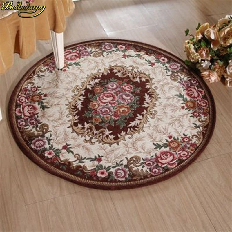 beibehang European Jacquard Carpet Coffee Table Mats Door Round Anti-slip Mats Living Room Dornier Carpet Home Decoration