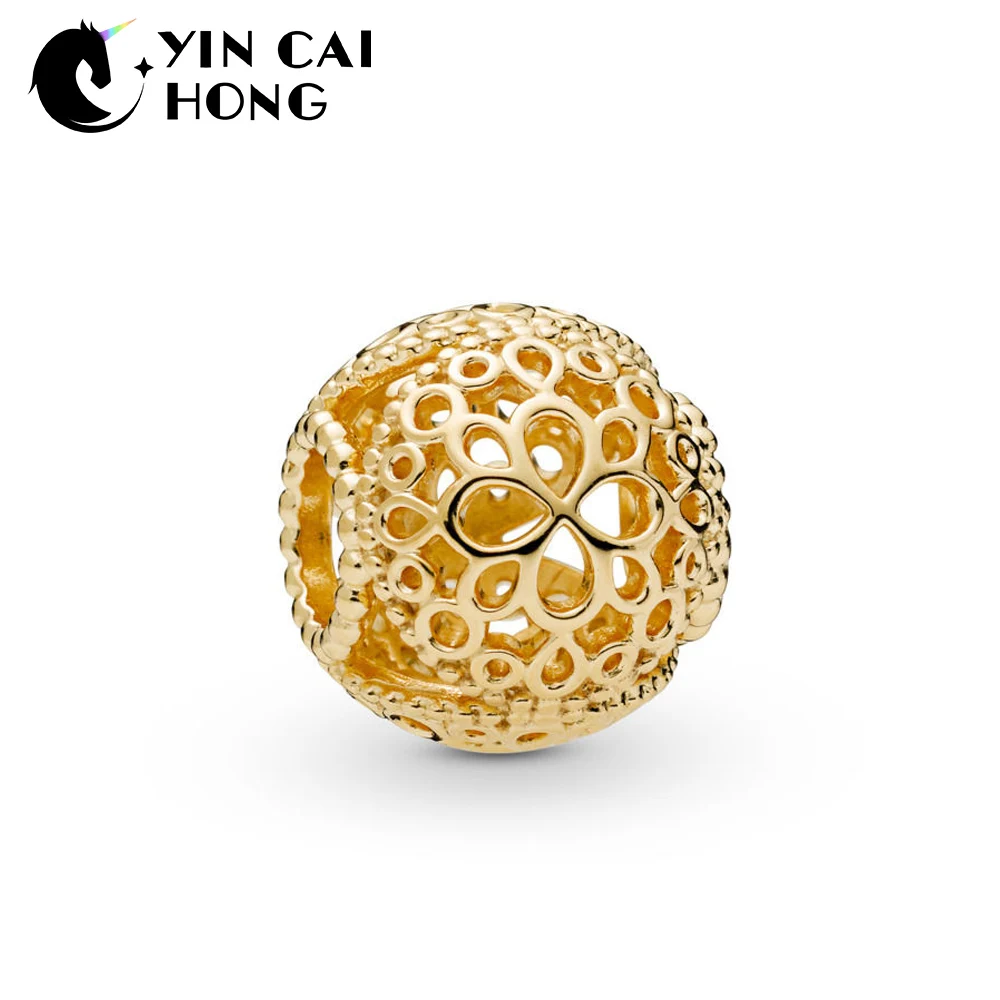 

YCH 100% 925 Sterling Silver New 2019 Spring 767853 Shine Openwork Flower Charm Fit DIY Bracelet Exquisite Free Shipping