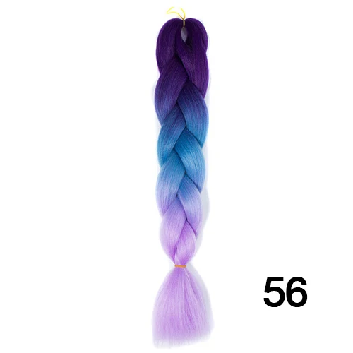 Шелковистые пряди, 24 дюйма, 100 г, Омбре, синтетические плетеные волосы для наращивания, для вязания крючком, косички, огромные косички, два тона, Омбре, цвет - Цвет: 56