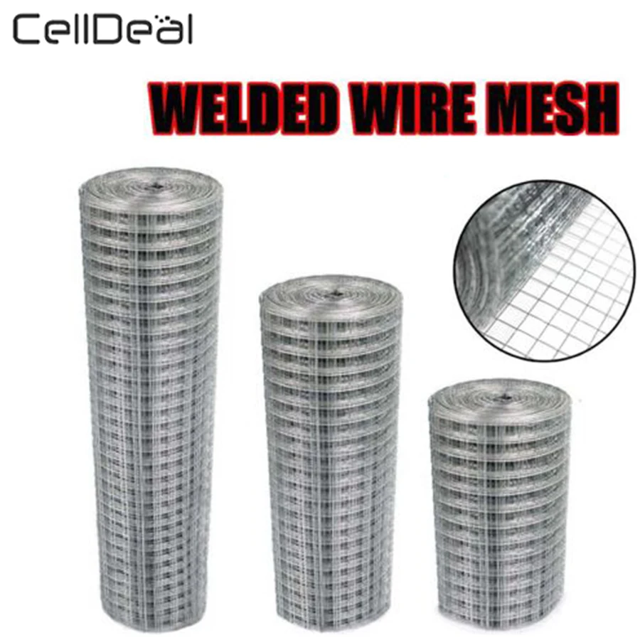 

CellDeal 1"x1" Welded Galvanised Wire Mesh Fence Aviary Rabbit Hutch Chicken Coop Pet Wire Fence Mesh Fencing 0.9*6M/0.9*30M