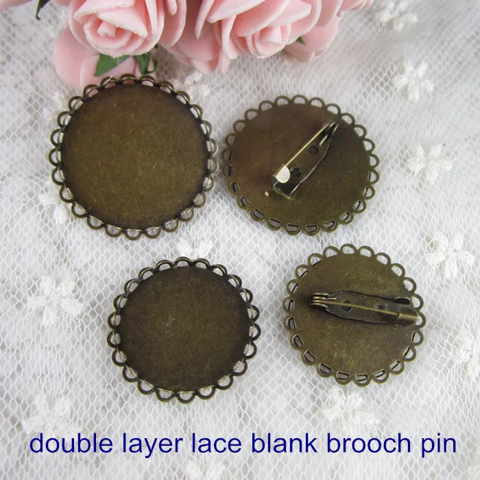 DIY Brooch Materials Antique Bronze Plated Lace Blank Brooch Pin For
