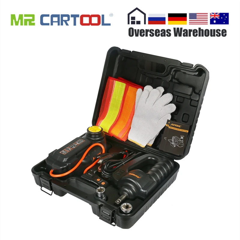 

AUTOOL 12V DC 5T Hydraulic Jacks with Electric Wrench Kit Off-road Vehicle Repair Lifting Jacks Automotive Car Emergency Tool