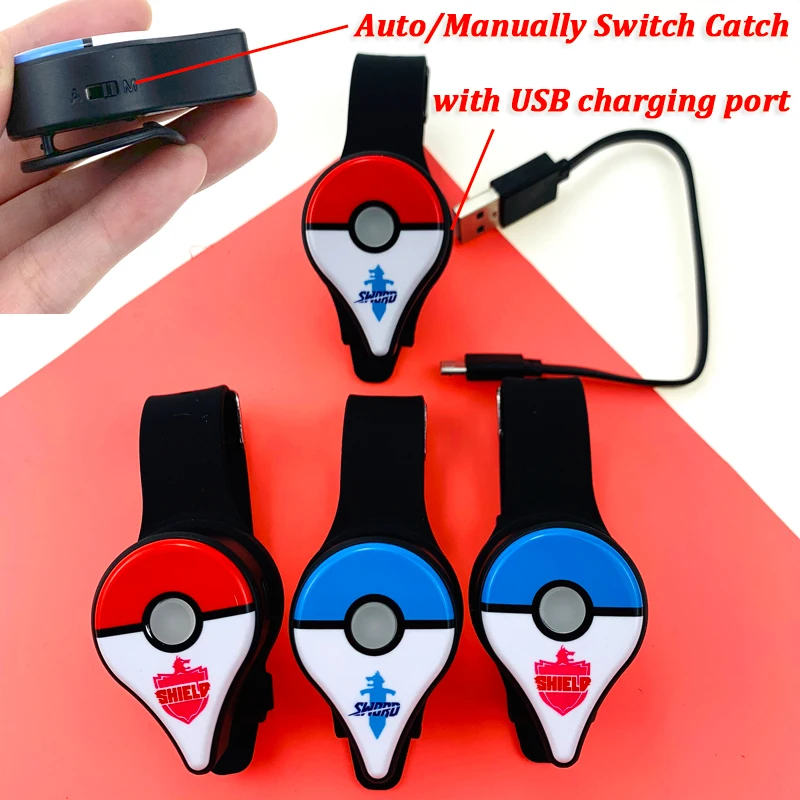 

USB Charge Auto/Manual Bluetooth Interactive Wristband Bracelet Watch Game Accessory Toy for Nintend Pokemon GO Plus 2019