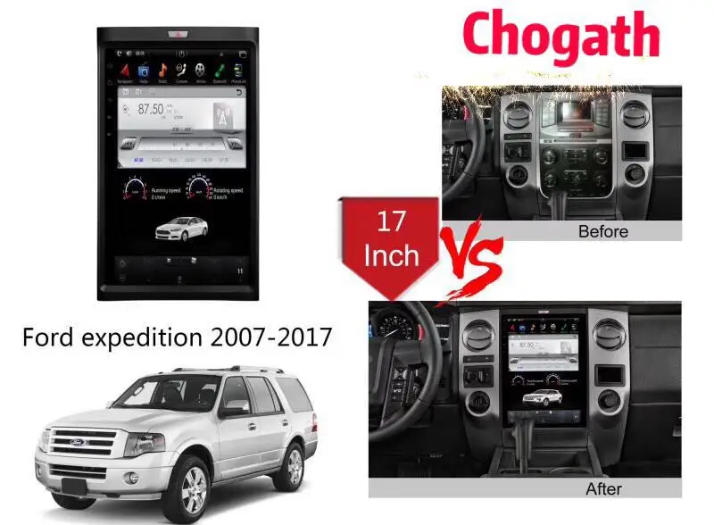 CHOGATH 17 дюймов Высокое разрешение 1980*1024 Tesla стиль с системой Android для Ford expedition 2007