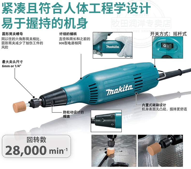 Makita GD0602 внутренний диаметр фрезы 6 мм