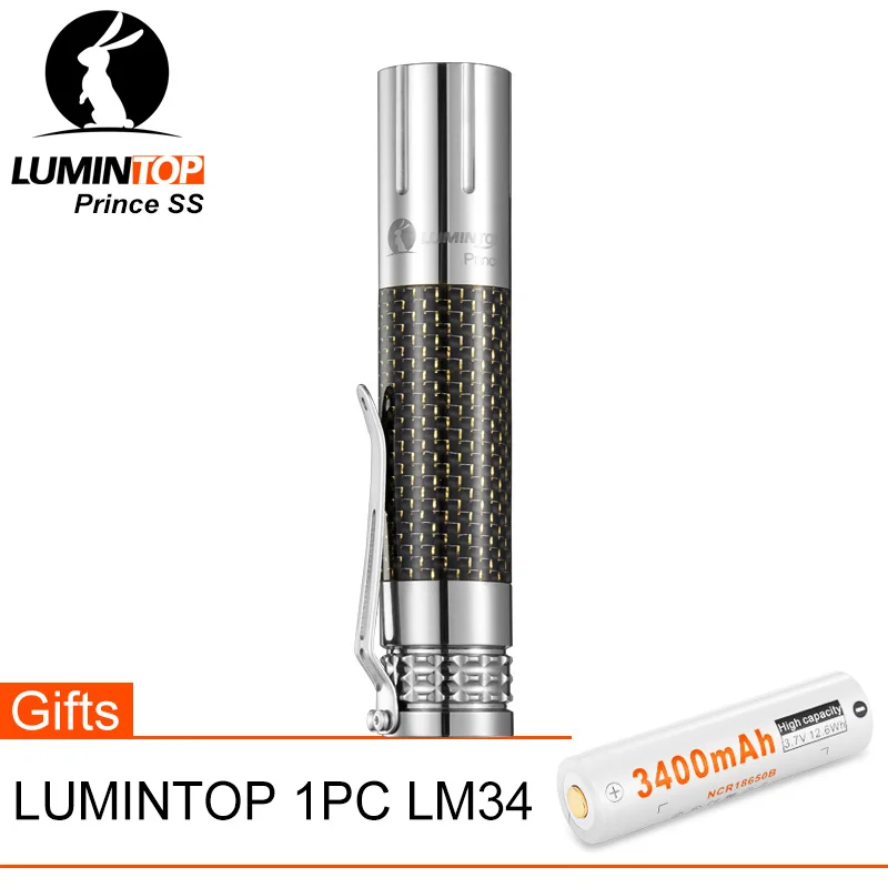 Koop LUMINTOP Prins Rvs Krachtige Cree XPL LED Zaklamp Waterdicht 18650 Batterij Met Premium Koolstofvezel Materiaal