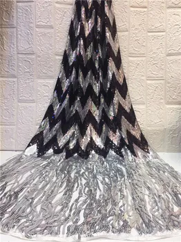 

African Lace Fabric French Sequins Net Lace High Quality African Sequin Lace Fabric for 2019 French Sequin Fabric for 4.5*1.35m