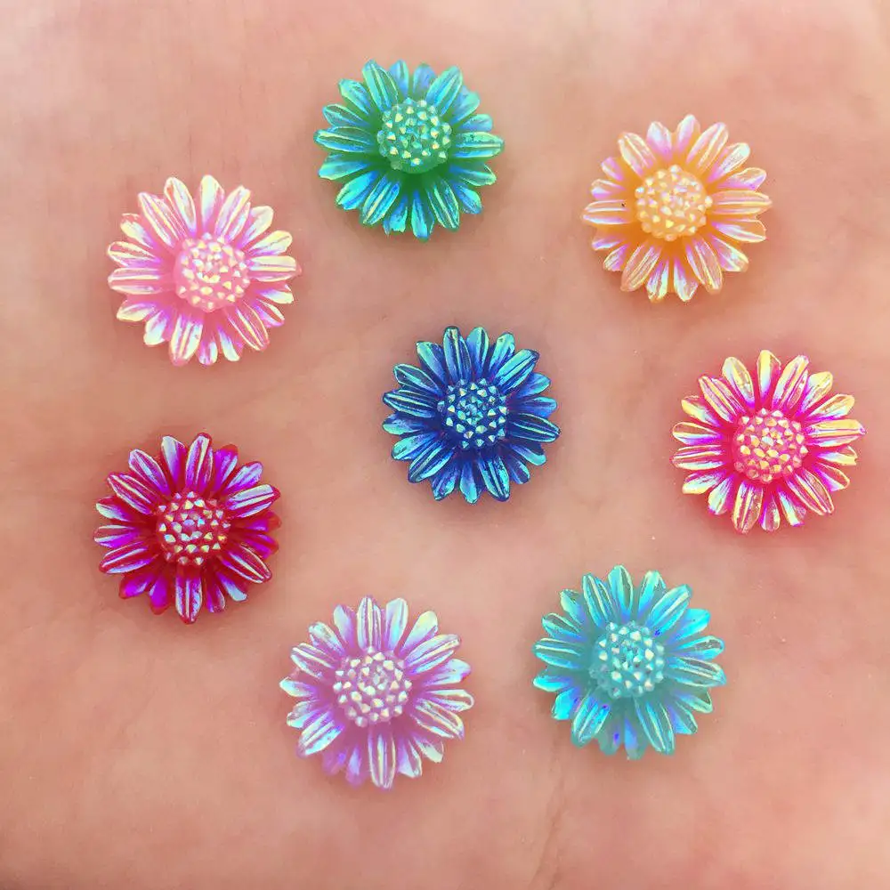 

60PCS AB Resin 12mm 3D Daisies Flat back rhinestone scrapbook Wedding Embellishment diy applique craft SK63*2