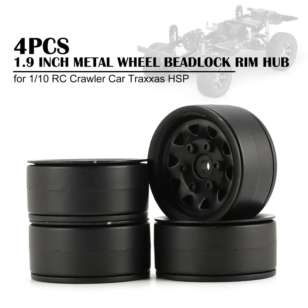 

4pcs 1.9 Inch RC Tires Beadlock Tyre Metal Wheel Rim Hub for 1/10 RC Crawler Car Traxxas HSP Redcat Tamiya Axial Scx10 D90 HPI