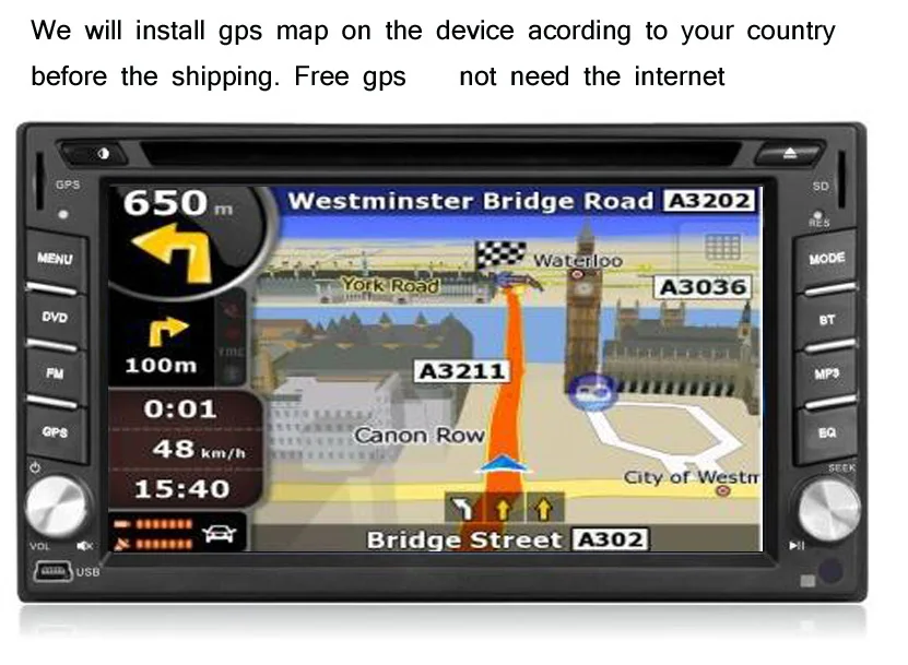 Sale 2 Din 6.2" Touch Screen Car Stereo Radio  GPS Navigation Bluetooth Video DVD CD MP3   MP4 Player 1